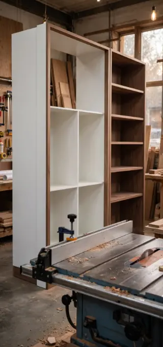 Armário sendo produzido na oficina